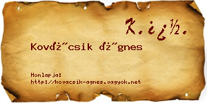 Kovácsik Ágnes névjegykártya